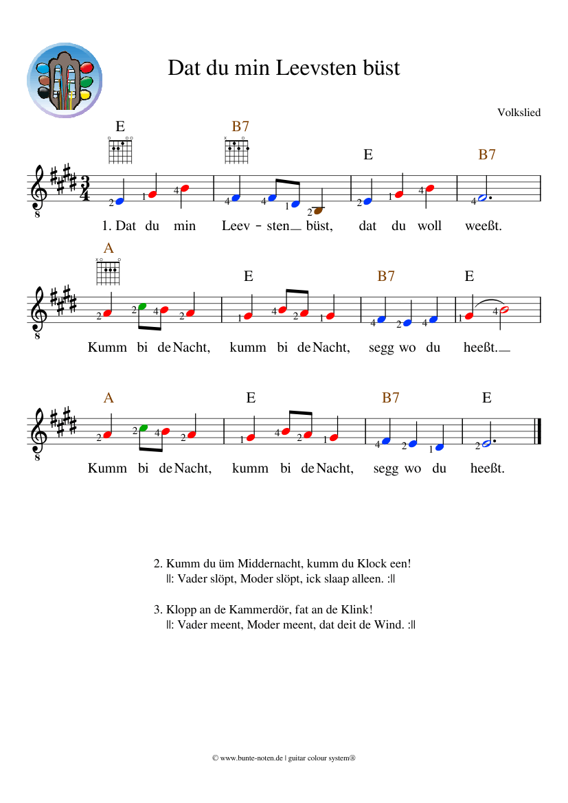 Dat du min Leevsten büst - piano sheet music page 1