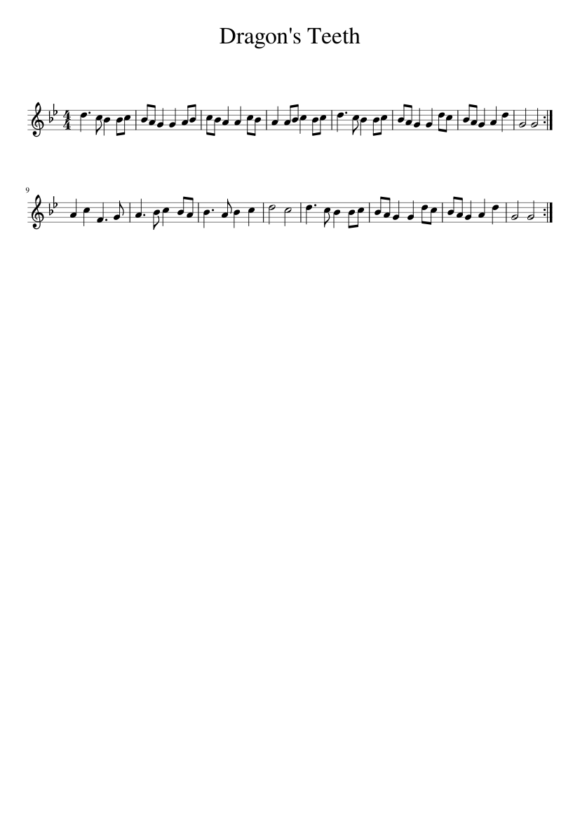 Dragon's Teeth - piano sheet music page 1
