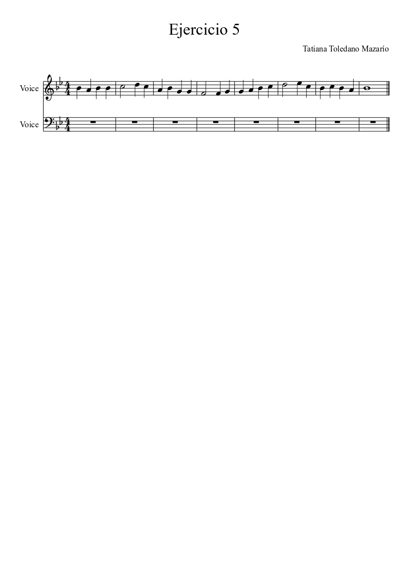 ejercicio 5 - piano sheet music page 1