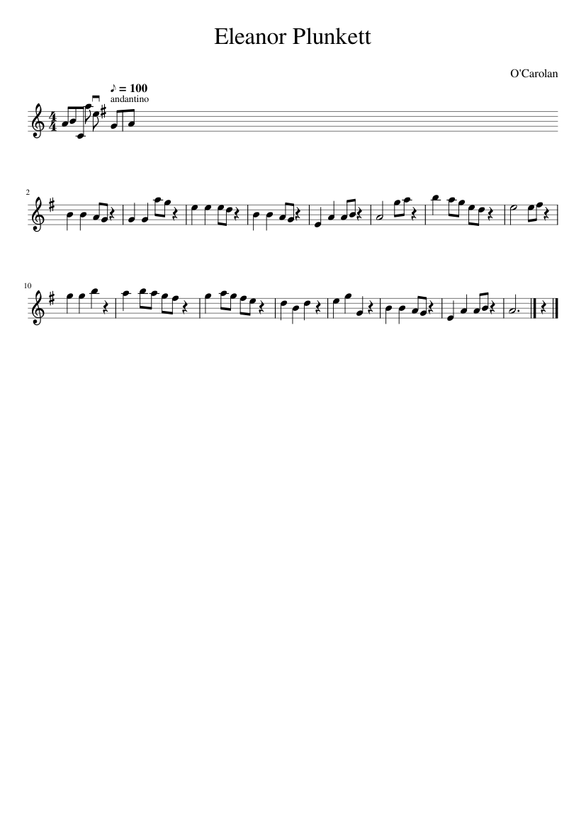 Eleanor Plunkett - piano sheet music page 1