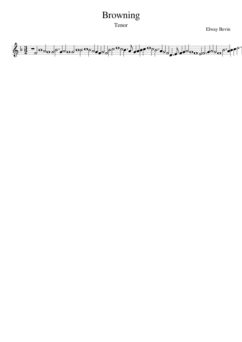 Elway Bevin - Browning - piano sheet music page 1
