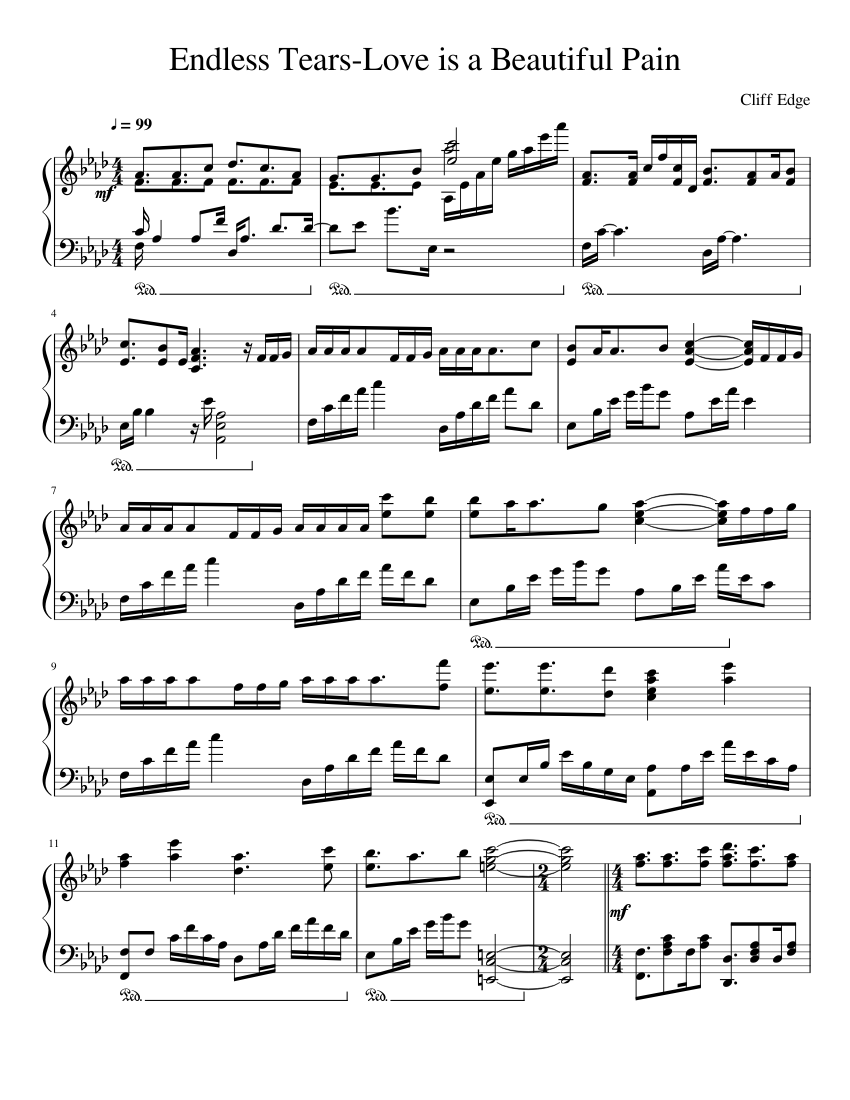 Endless Tears: Love is a Beautiful Pain [complete] - piano sheet music page 1