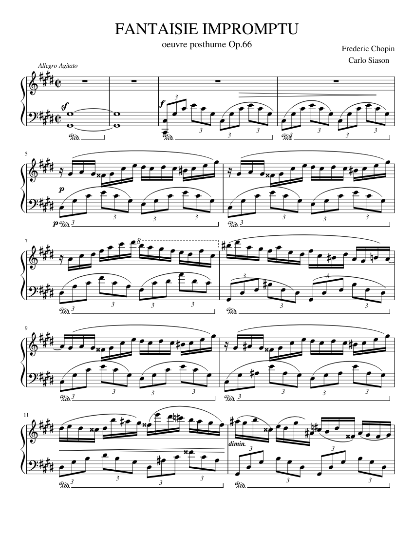 Fantaisie Impromptu - piano sheet music page 1