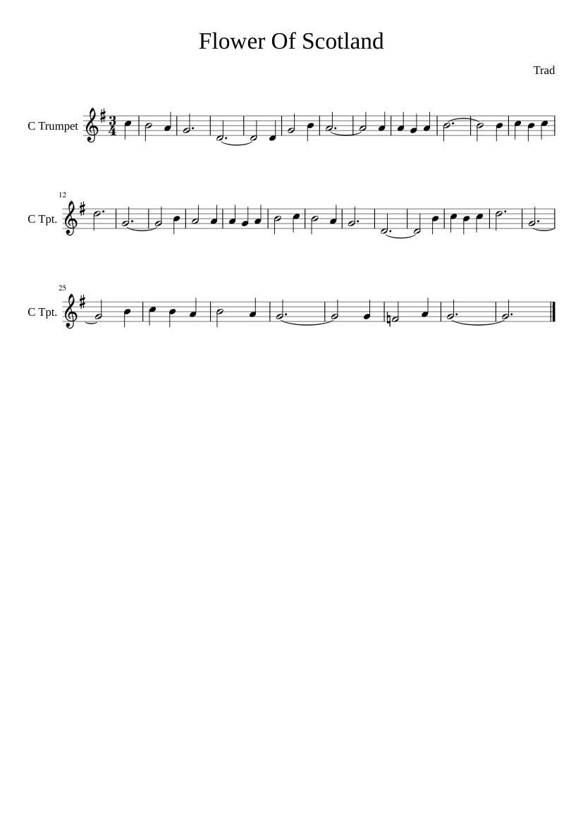 Flower Of Scotland - piano sheet music page 1
