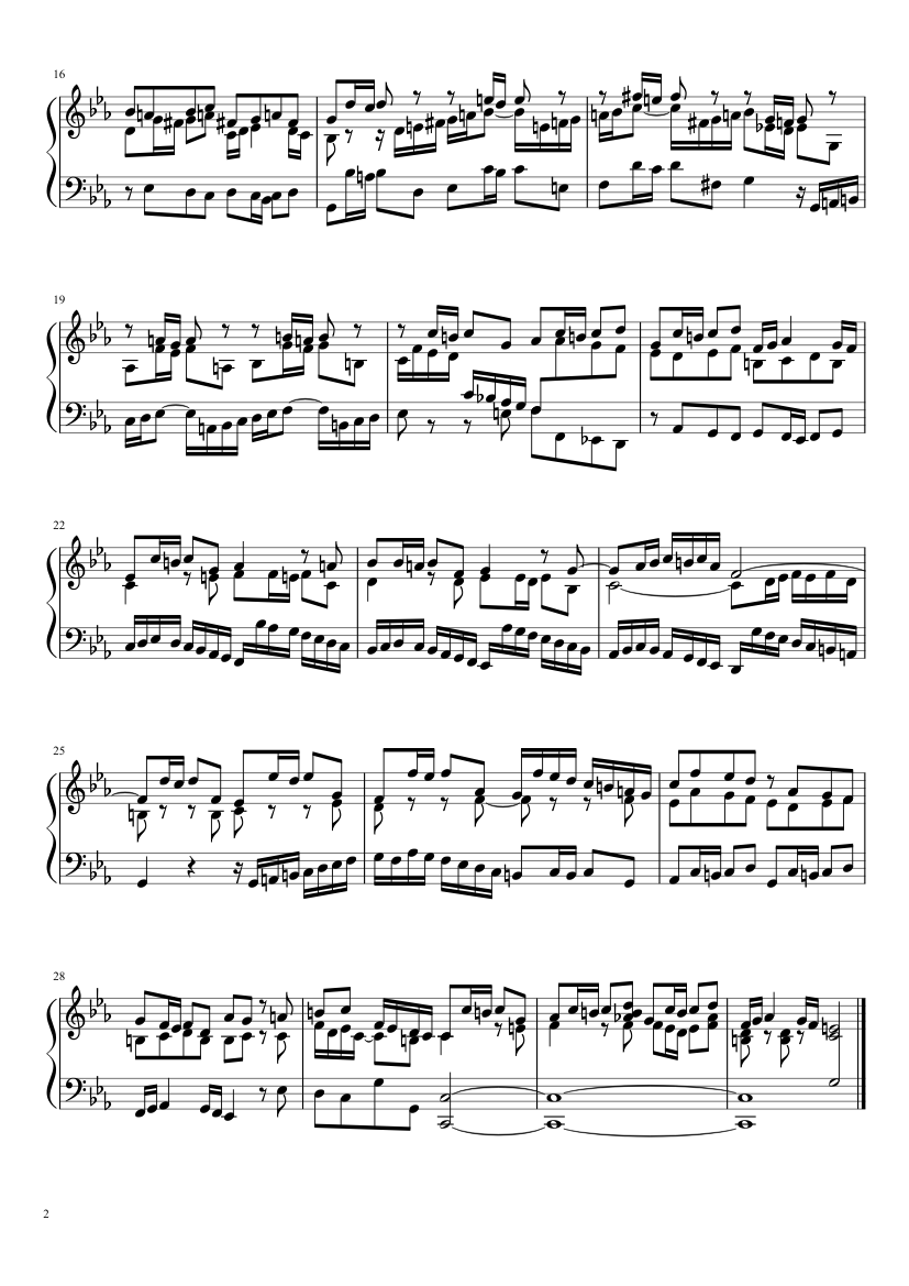 Fugue No. 2 BWV 847 in C Minor - piano sheet music page 2
