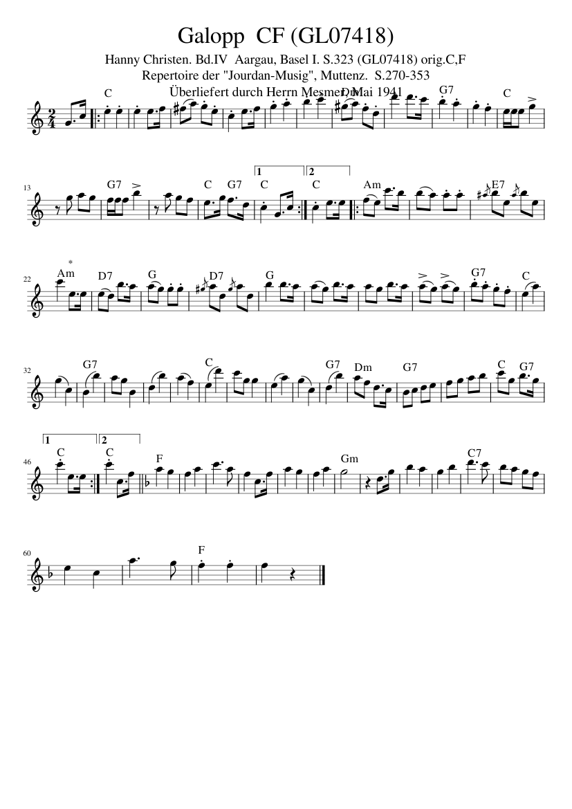 Galopp  CF (GL07418) - piano sheet music page 1