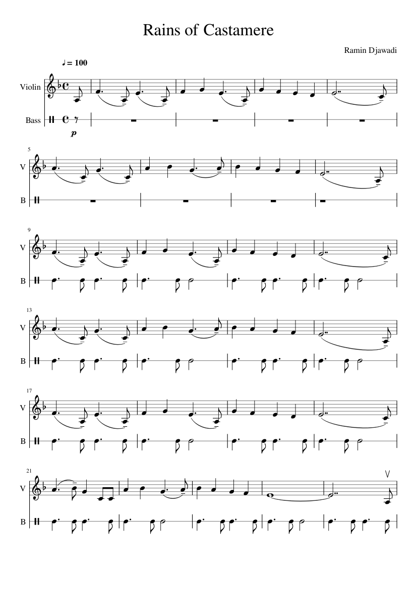 Game of Thrones - The Rains of Castamere - piano sheet music page 1