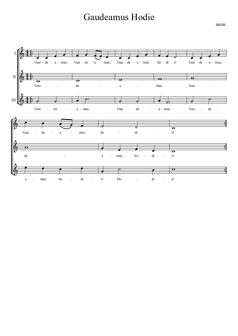 Gaudeamus Hodie - piano sheet music page 1