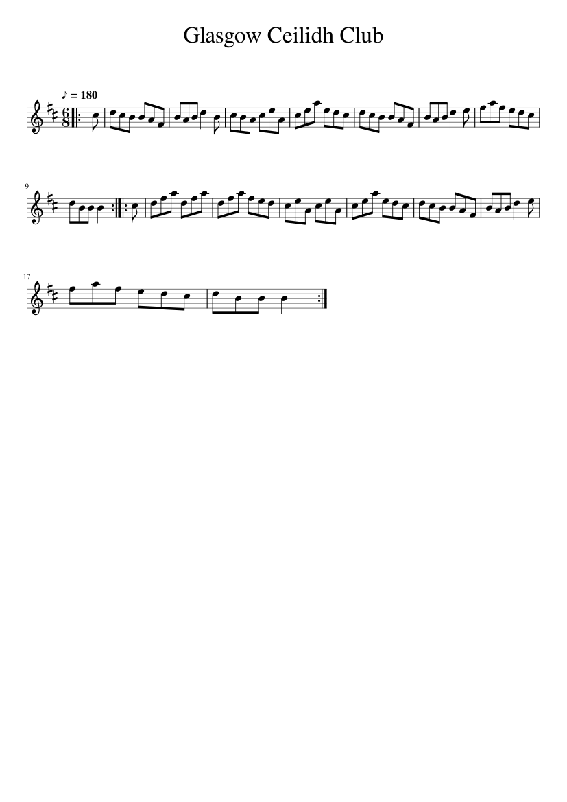 Glasgow Ceilidh Club - piano sheet music page 1