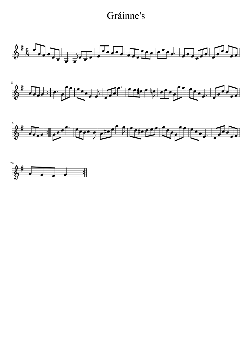 Gráinne's - piano sheet music page 1