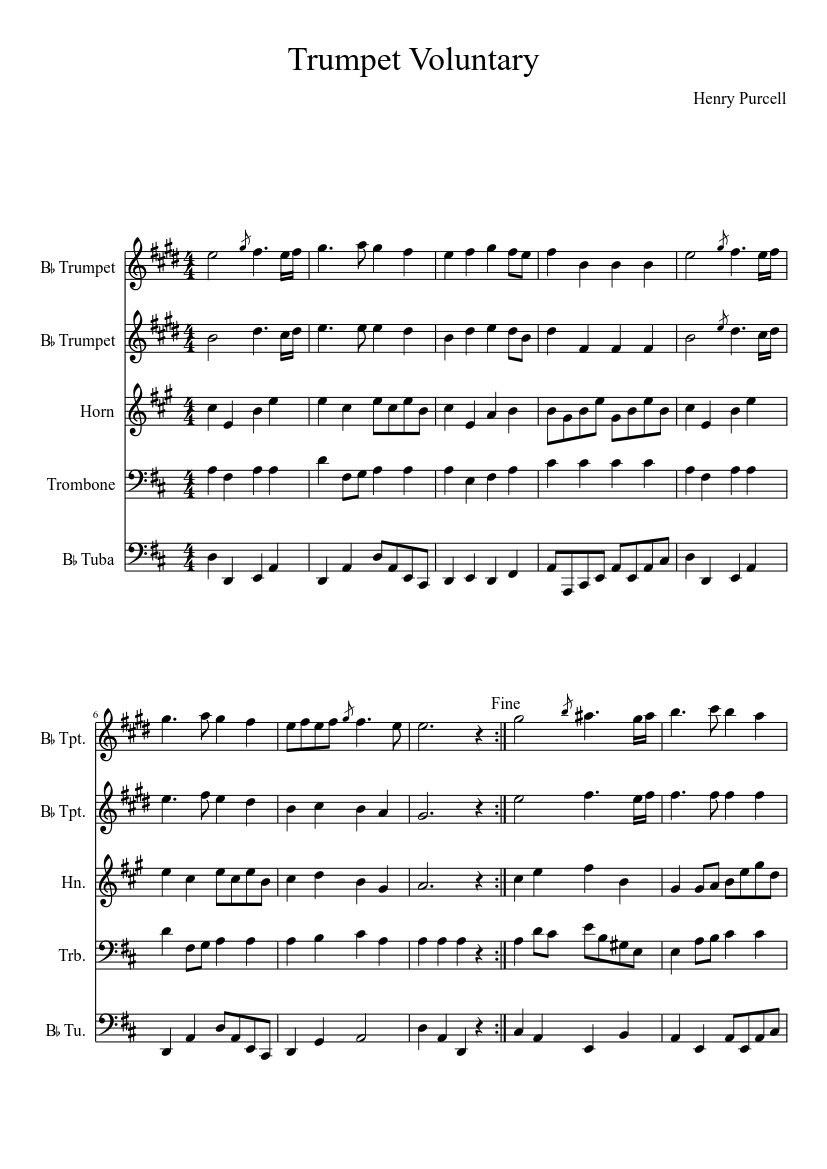 H. Purcell: Trumpet Voluntary - piano sheet music page 1