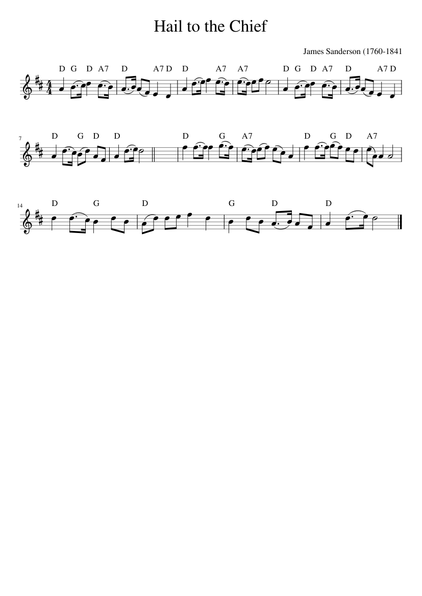 Hail to the Chief - piano sheet music page 1