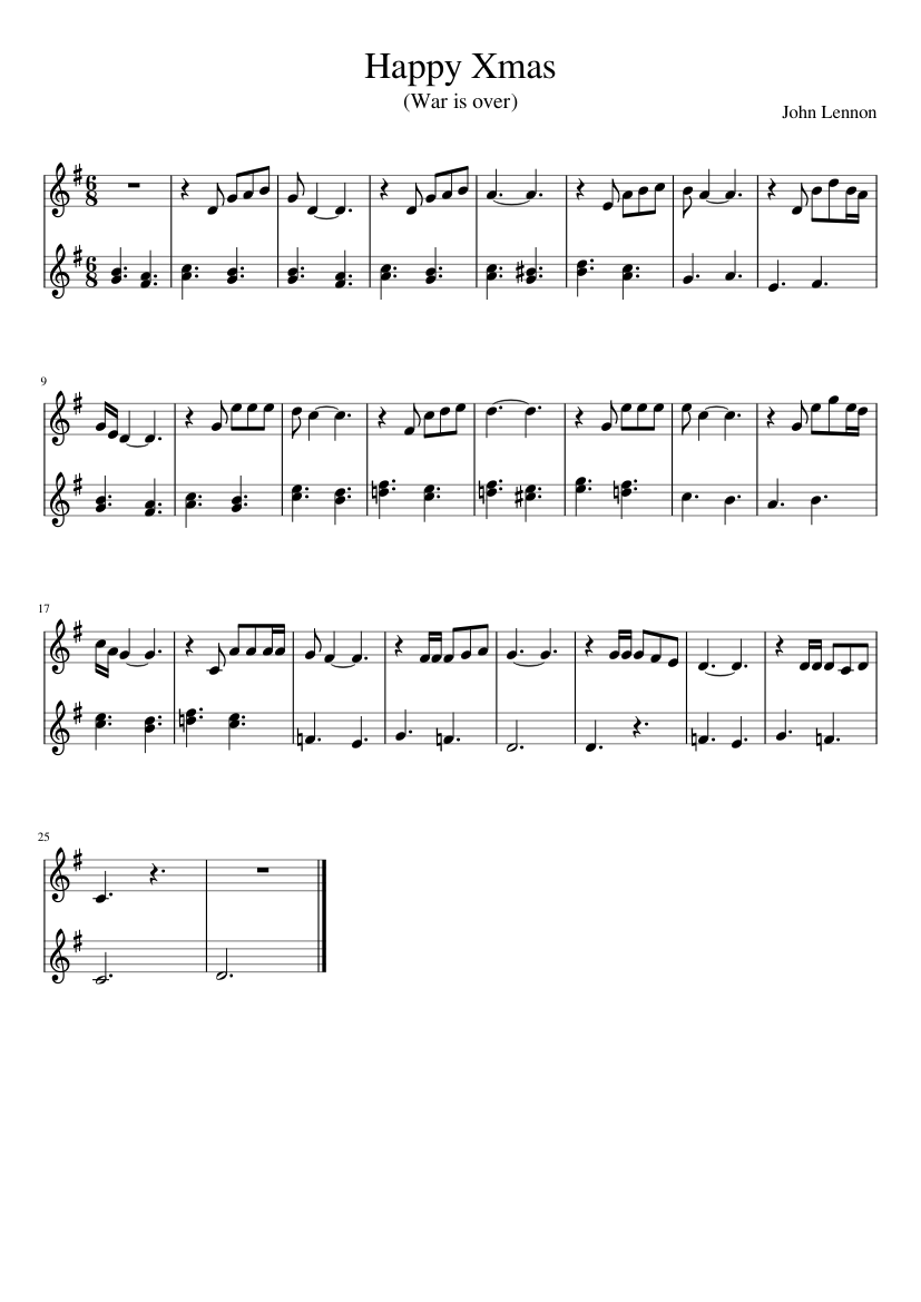 Happy Xmas (War is over) - John Lennon - piano sheet music page 1
