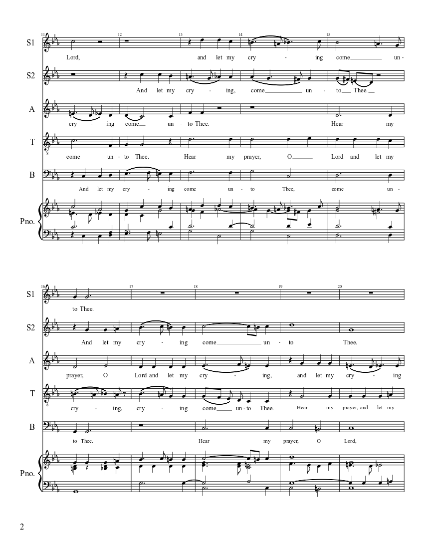 Hear My Prayer, O Lord - piano sheet music page 2