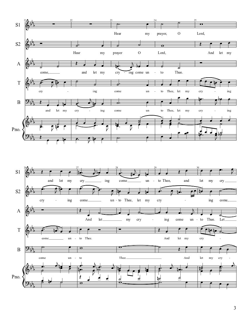 Hear My Prayer, O Lord - piano sheet music page 3
