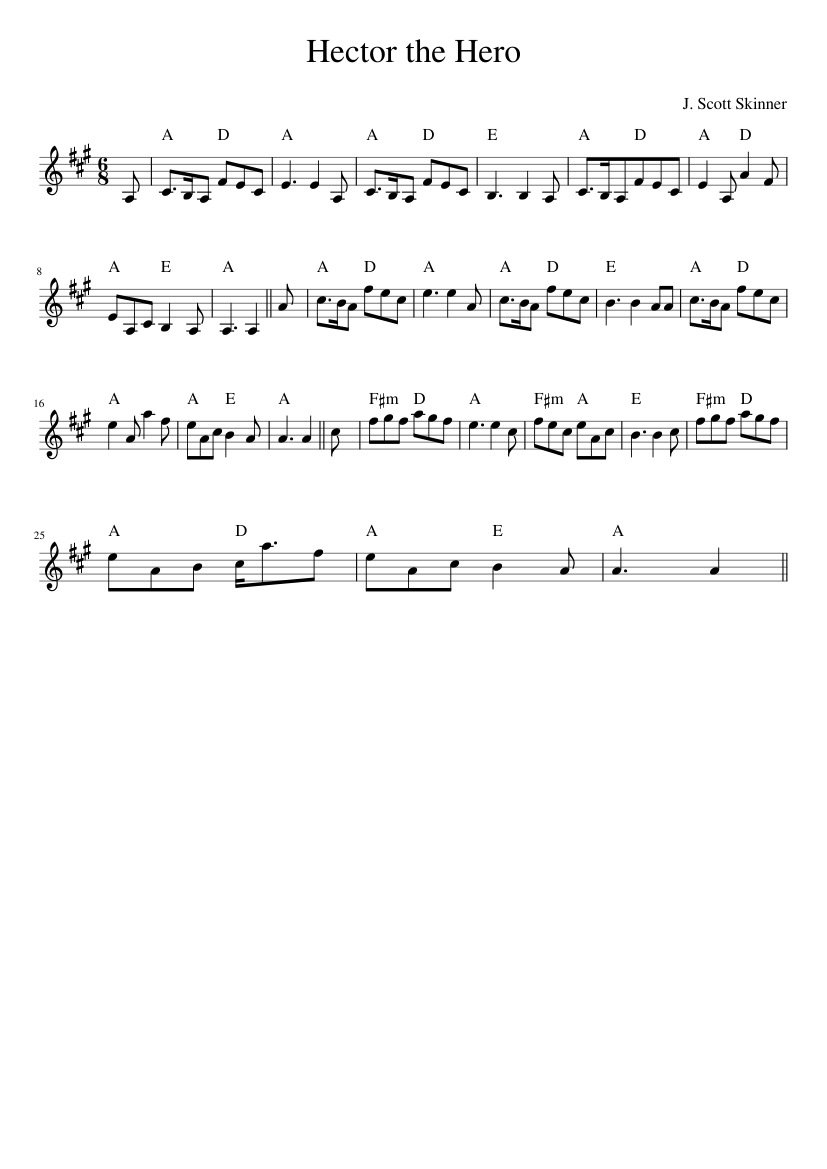 Hector the Hero - piano sheet music page 1