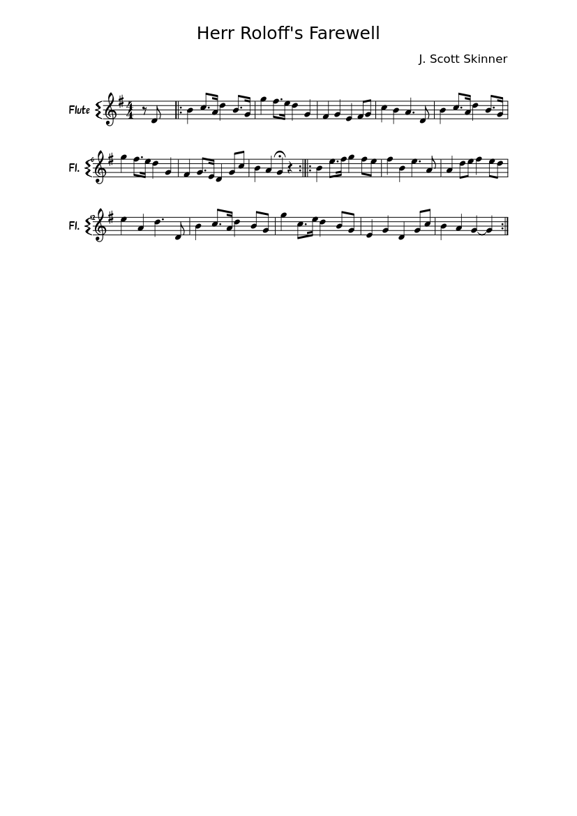 Herr Roloff's Farewell - piano sheet music page 1