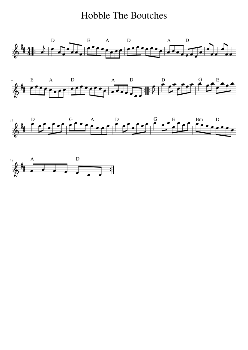 Hobble The Boutches - piano sheet music page 1