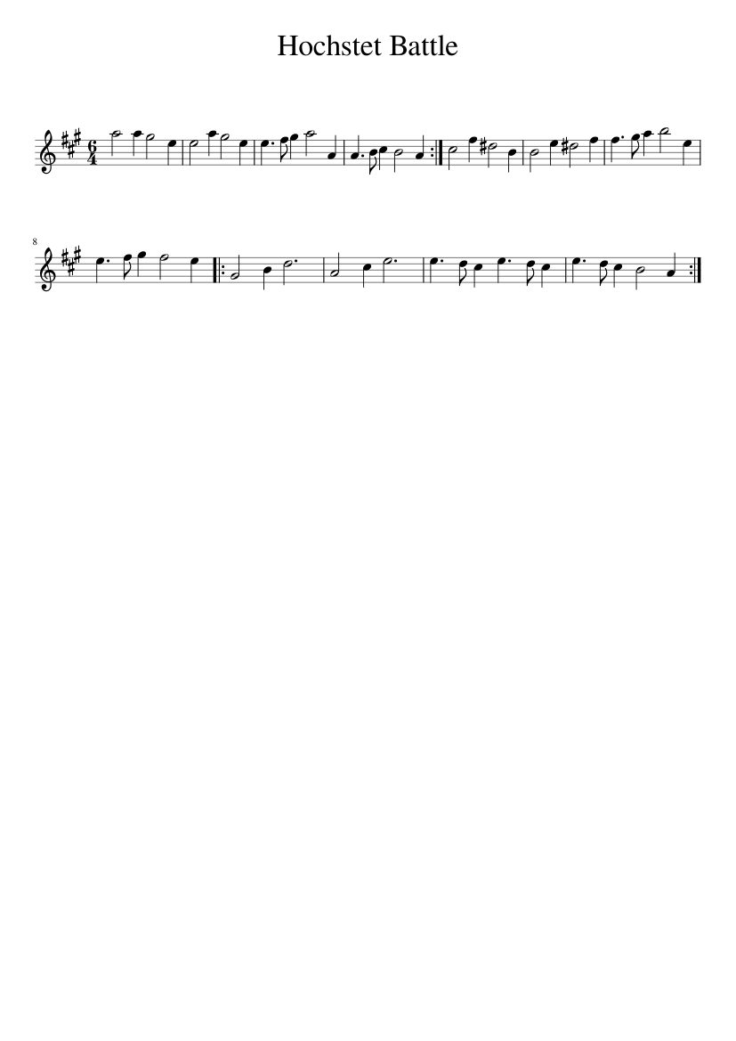 Hochstet Battle - piano sheet music page 1