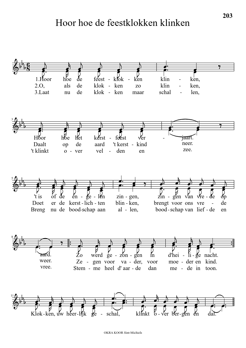 Hoor de feestklokken klinken - piano sheet music page 1