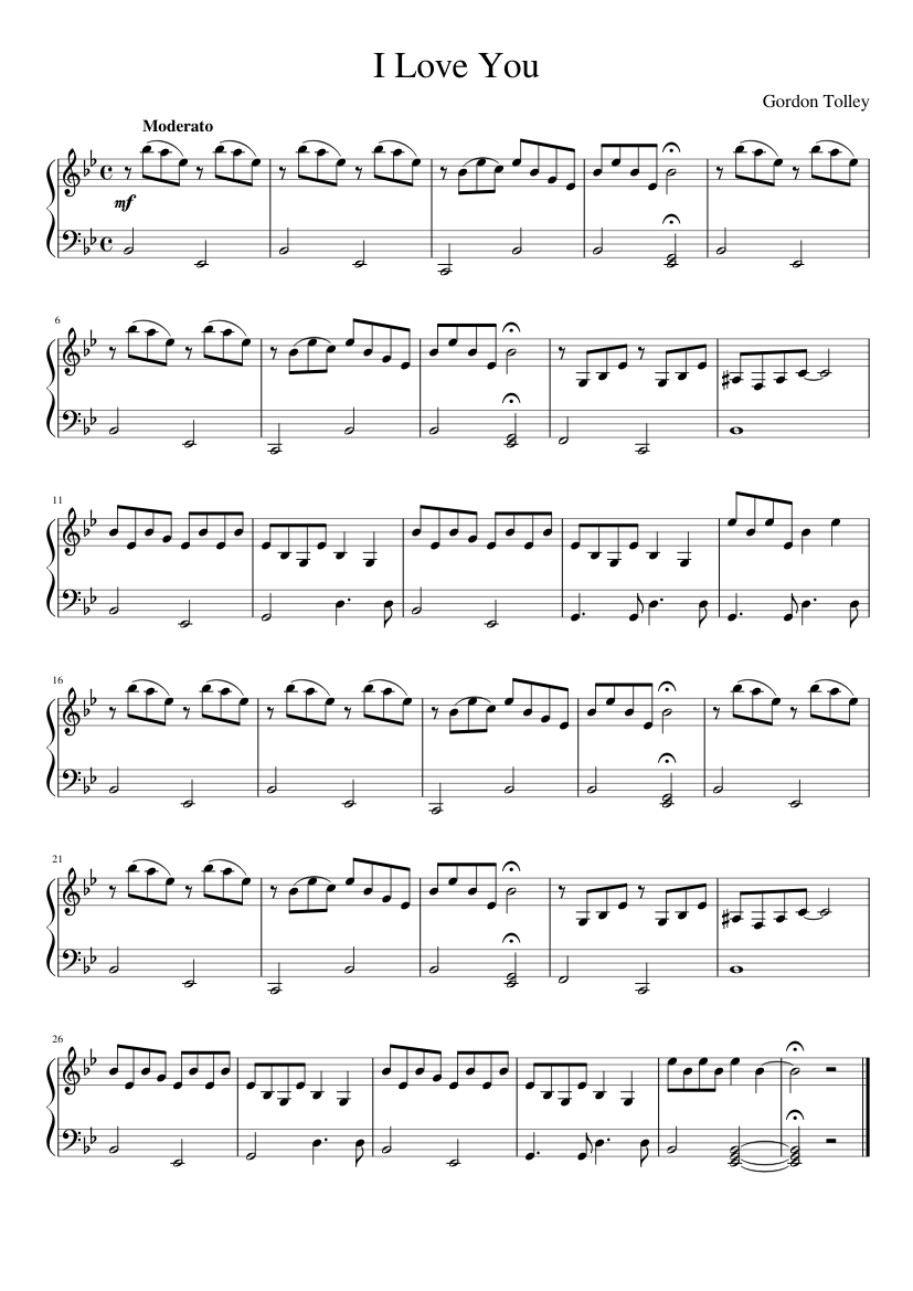 I Love You - piano sheet music page 1