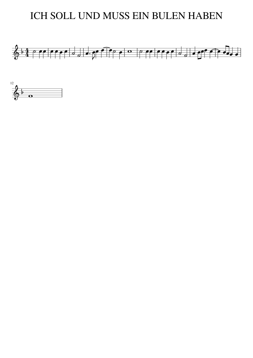 ICH SOLL UND MUSS EIN BULEN HABEN - piano sheet music page 1