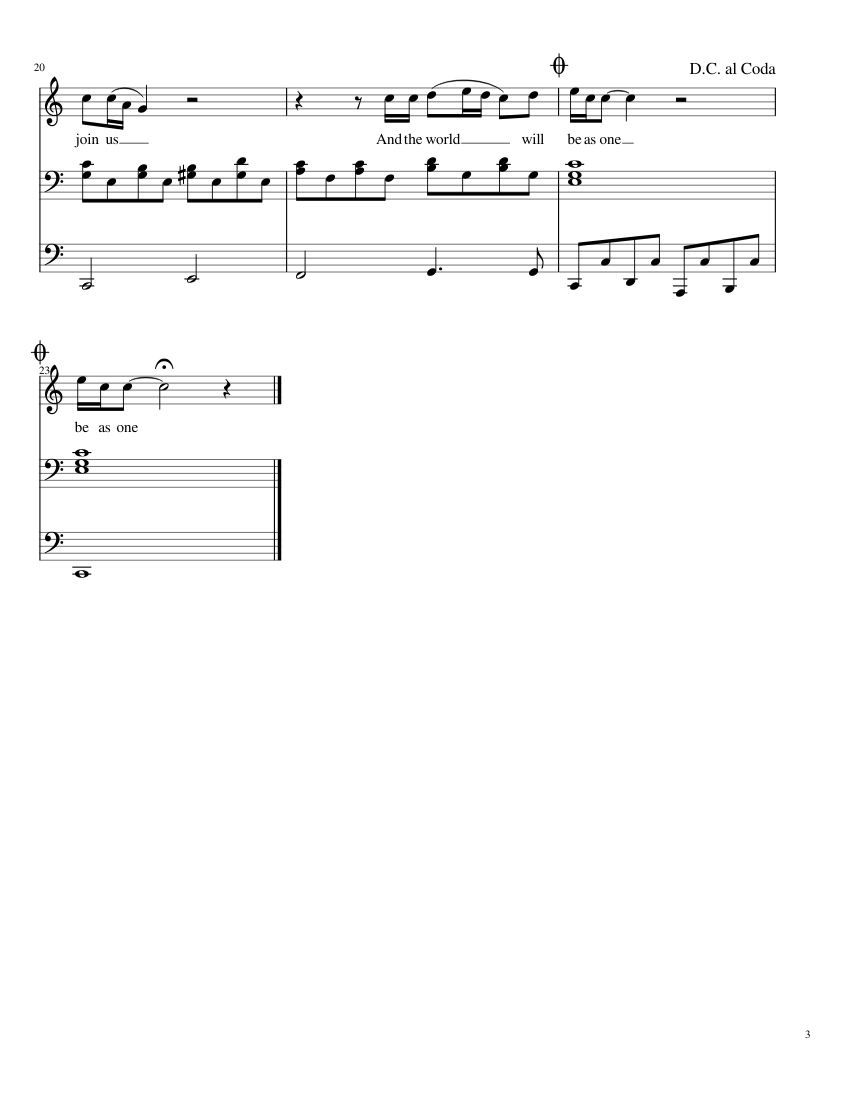Imagine - piano sheet music page 3