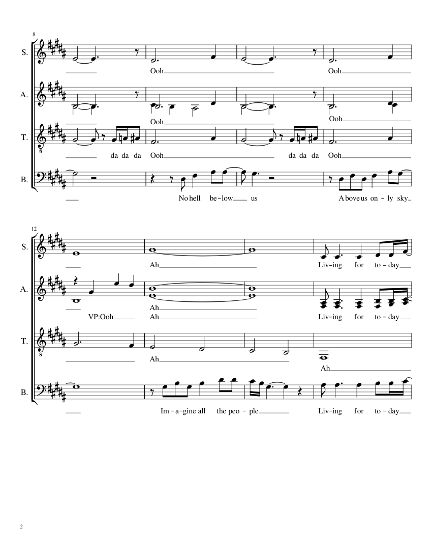 Imagine by Pentatonix - piano sheet music page 2