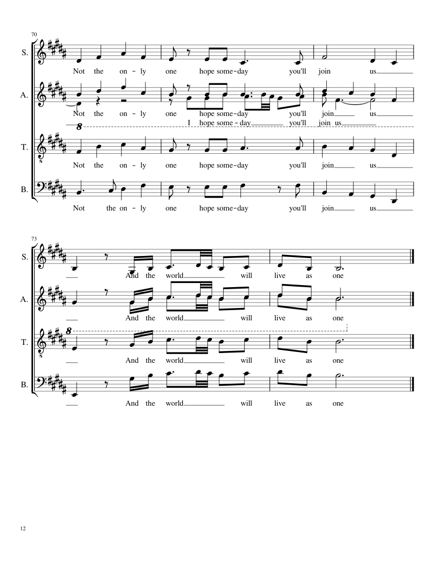 Imagine by Pentatonix - piano sheet music page 12