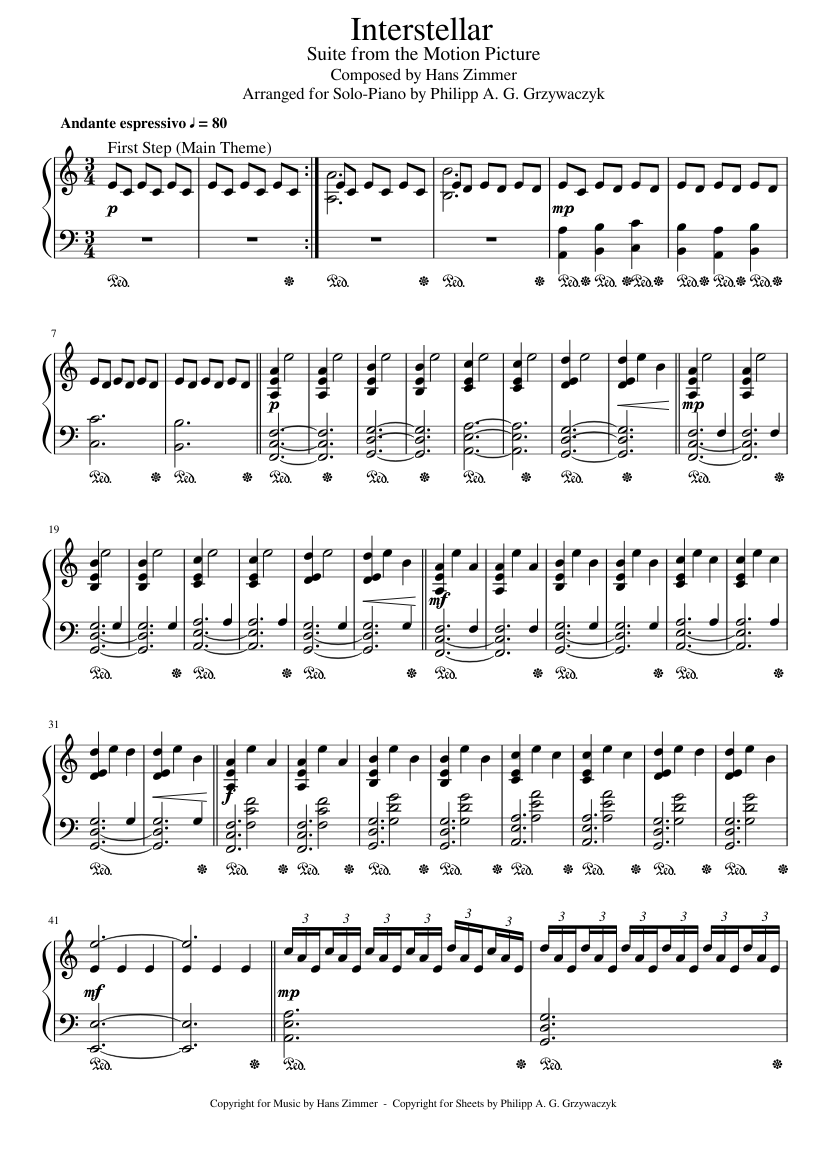 Interstellar-Suite - Hans Zimmer - piano sheet music page 1