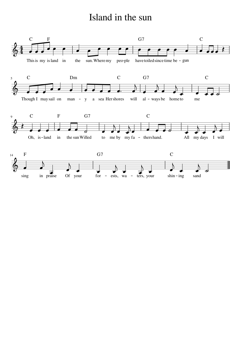 Island In The Sun - Weezer - piano sheet music page 1
