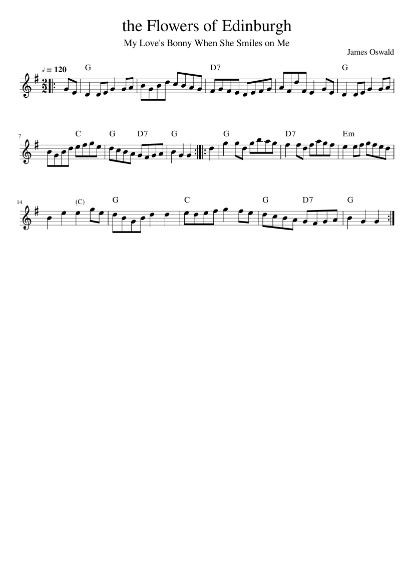 James Oswald - the Flowers of Edinburgh - piano sheet music page 1