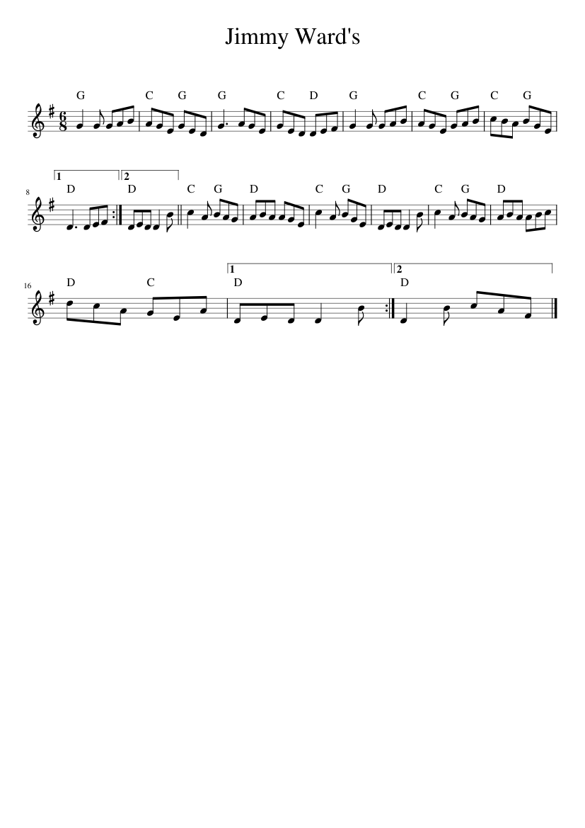 Jimmy Ward's - piano sheet music page 1