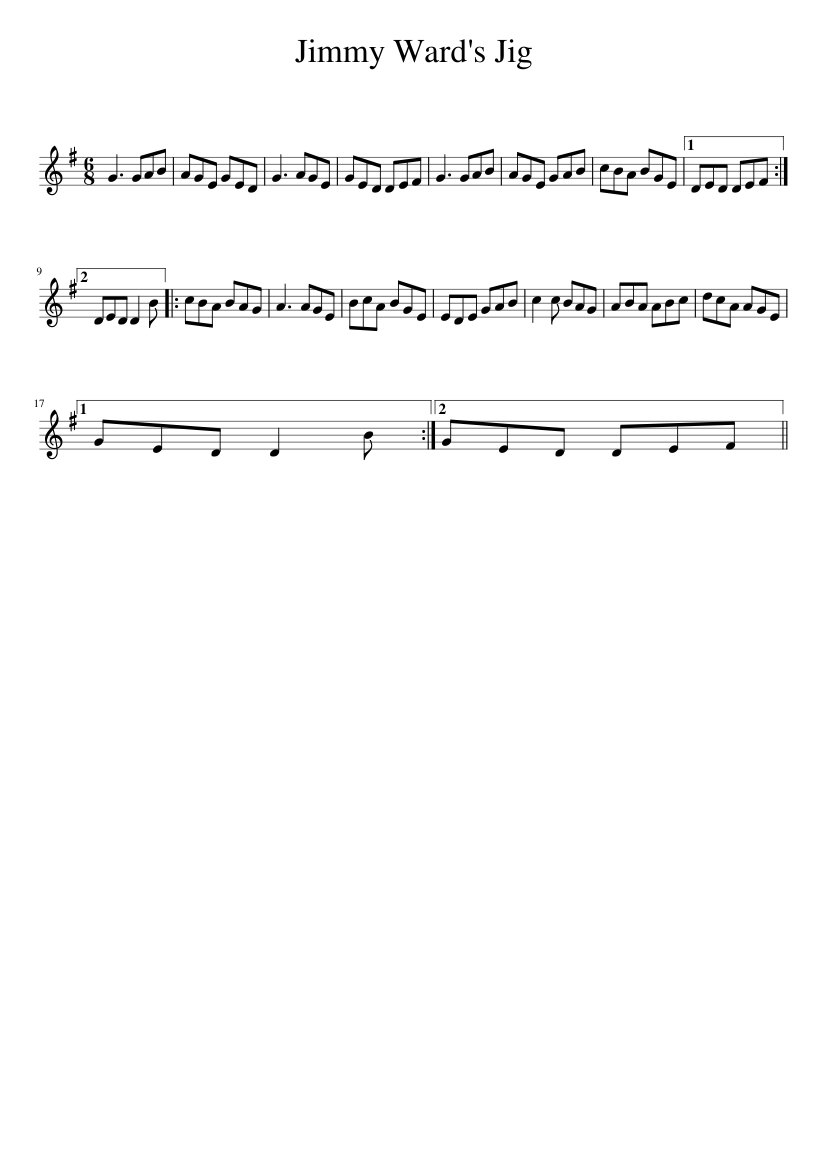 Jimmy Ward's Jig - piano sheet music page 1