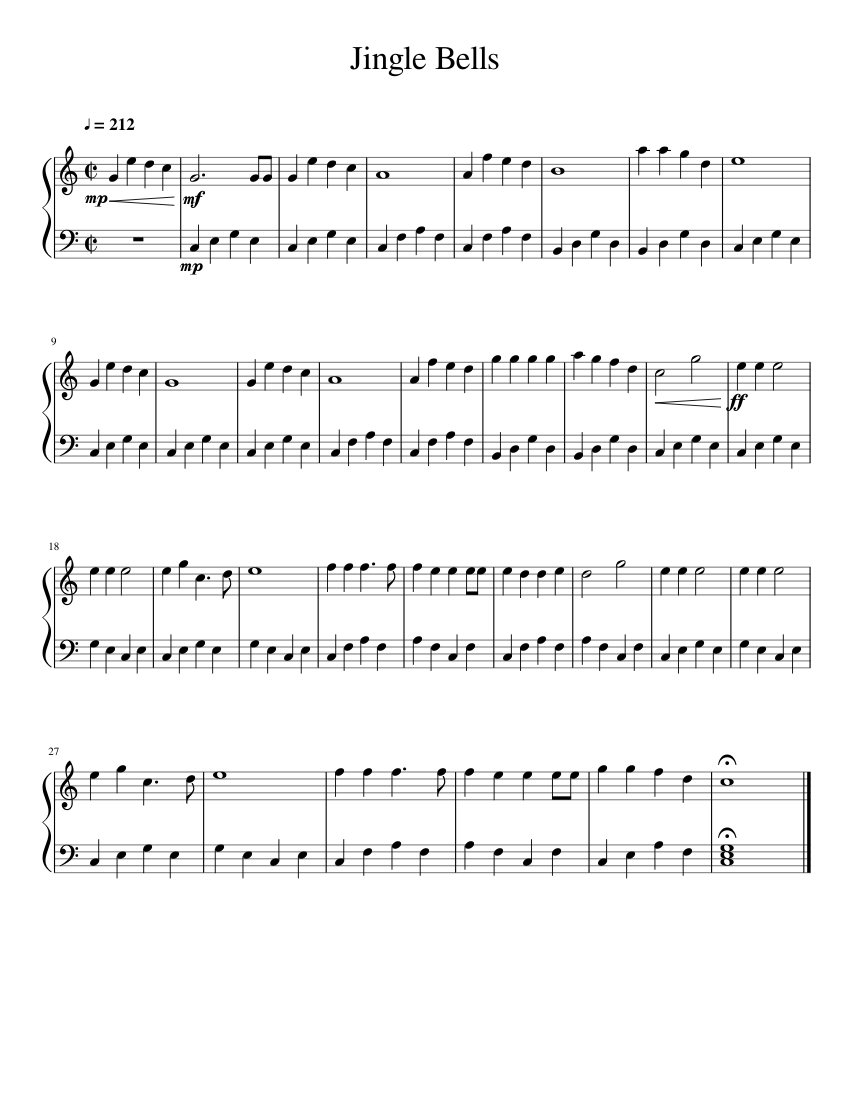 Jingle Bells Arpeggiated - piano sheet music page 1