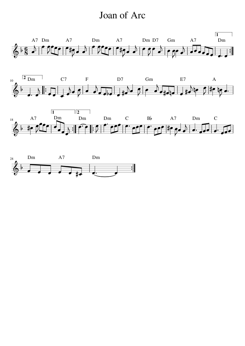 Joan of Arc - piano sheet music page 1