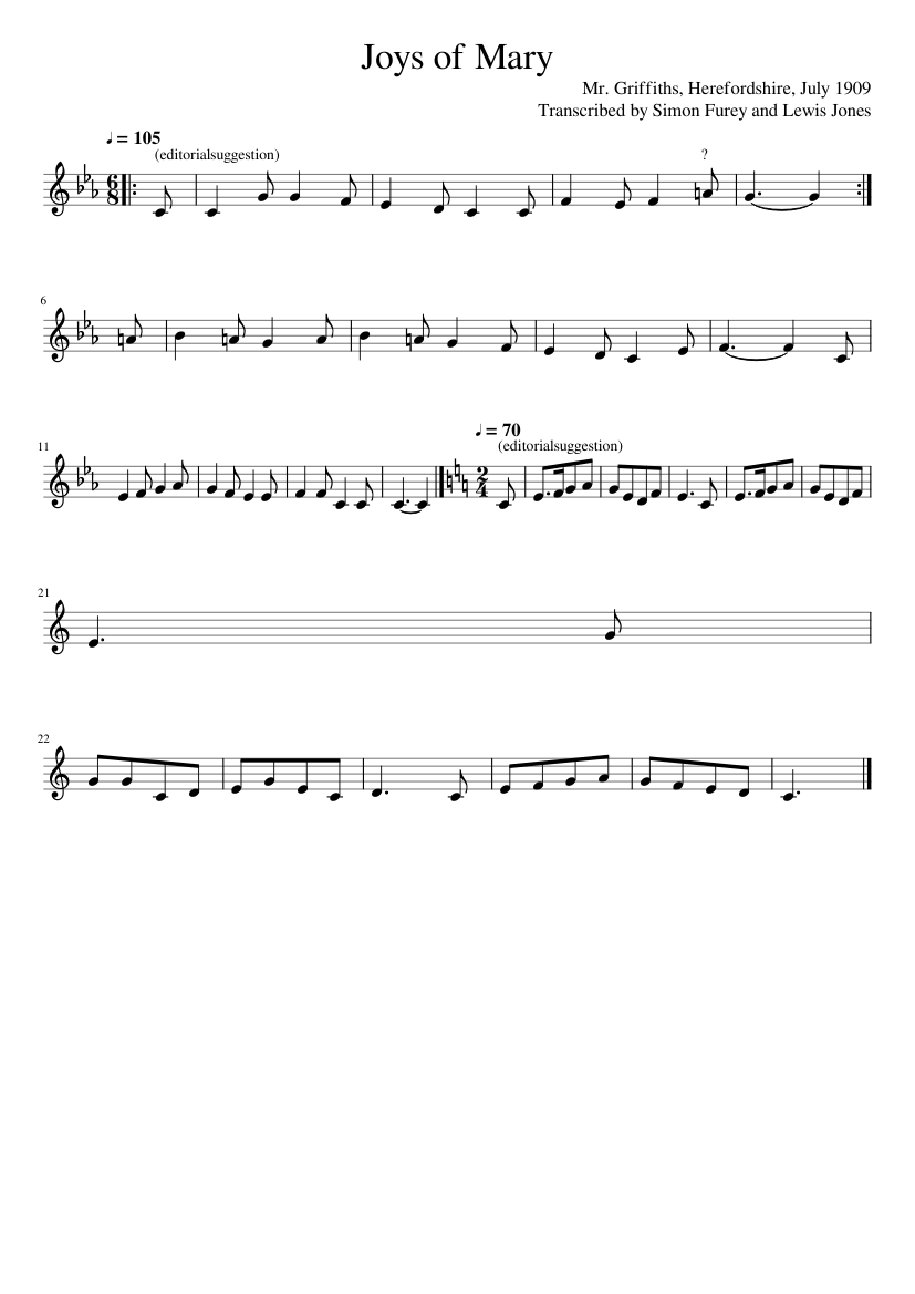 Joys of Mary - piano sheet music page 1