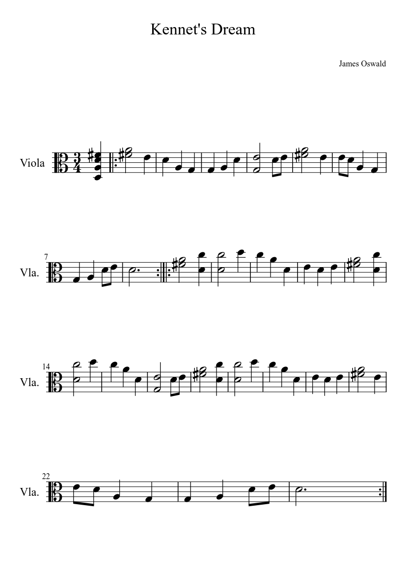 Kennet's Dream - piano sheet music page 1