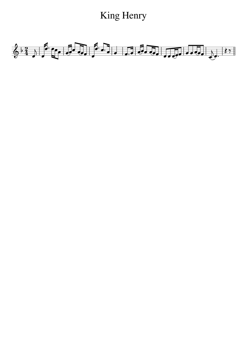 King Henry - piano sheet music page 1