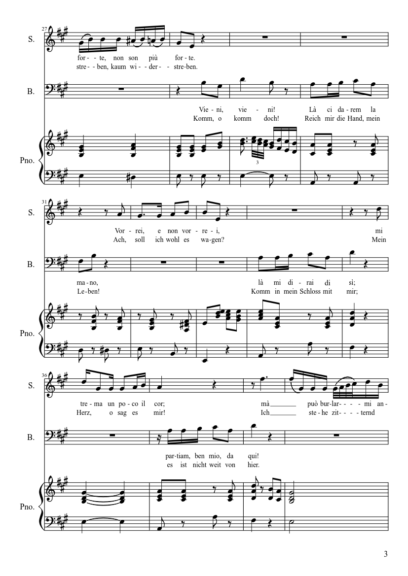 Là ci darem la mano (Mozart, Don Giovanni) - piano sheet music page 3