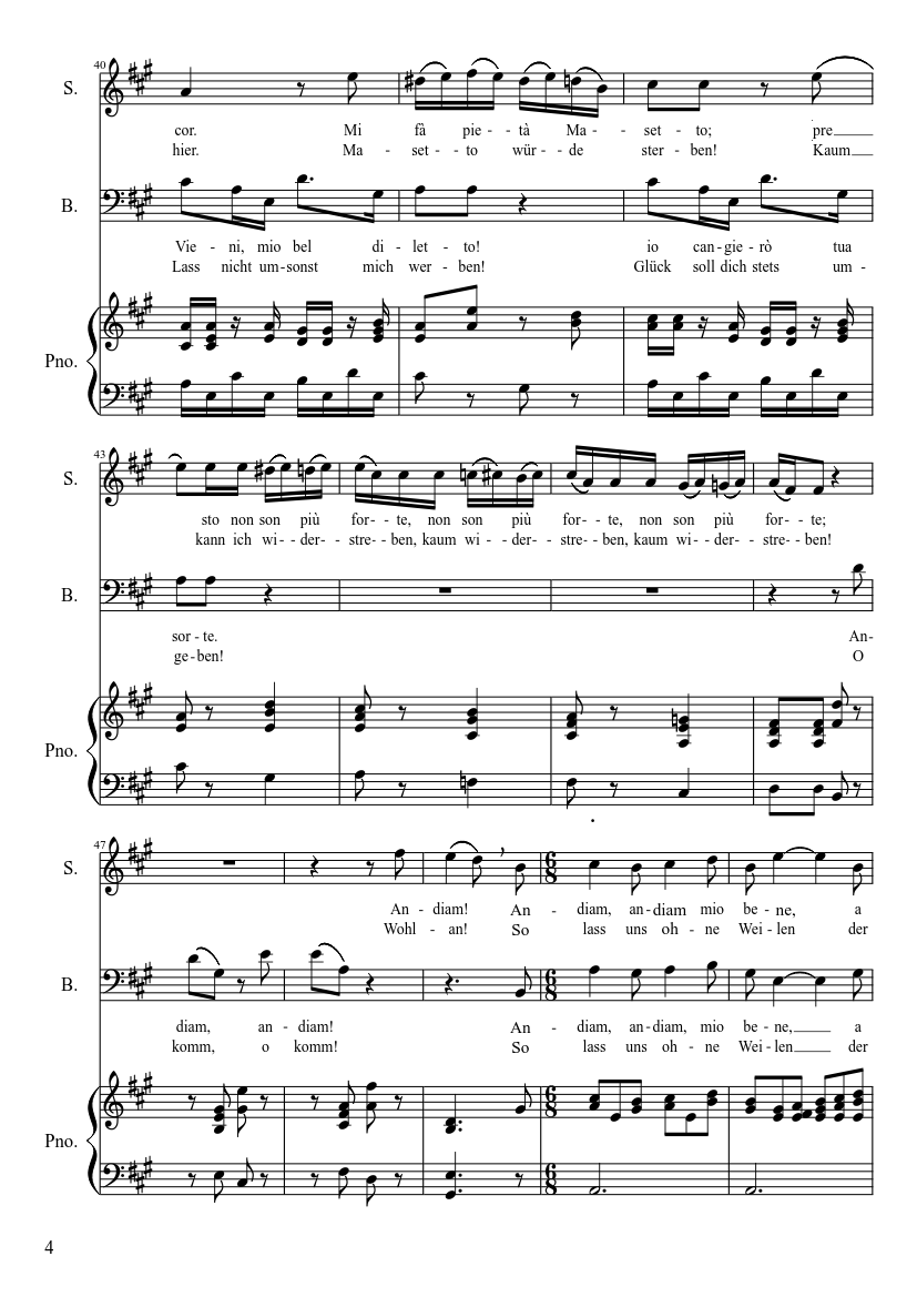 Là ci darem la mano (Mozart, Don Giovanni) - piano sheet music page 4