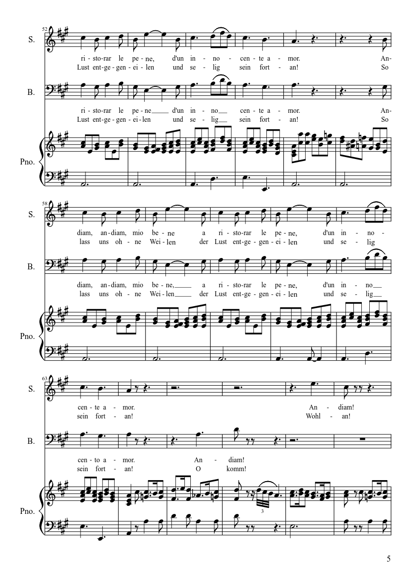 Là ci darem la mano (Mozart, Don Giovanni) - piano sheet music page 5