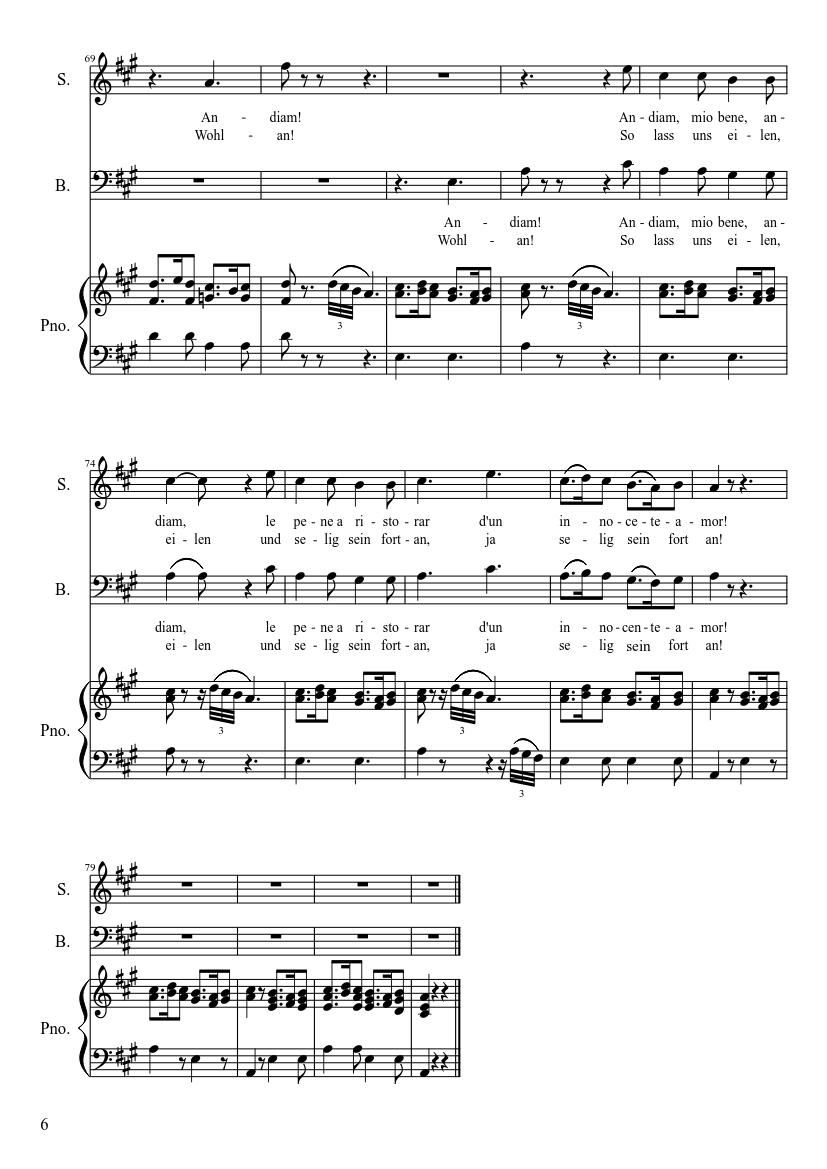 Là ci darem la mano (Mozart, Don Giovanni) - piano sheet music page 6