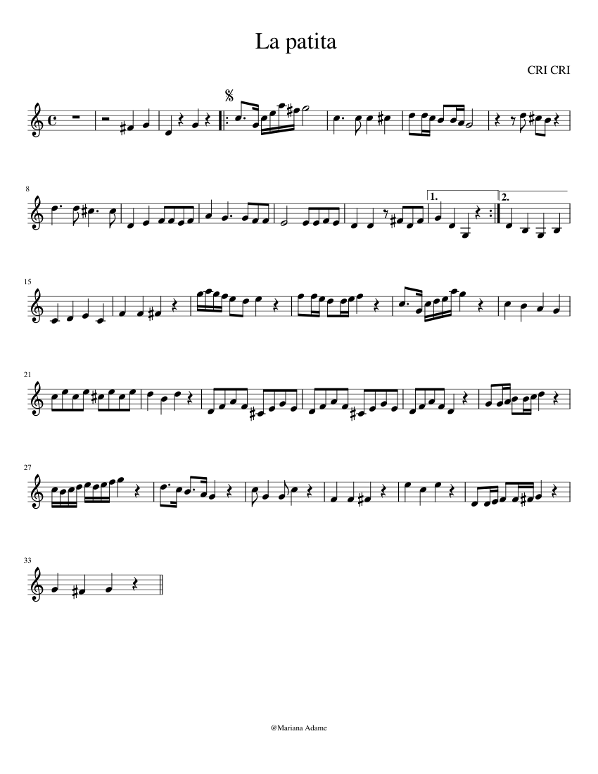 La patita - piano sheet music page 1