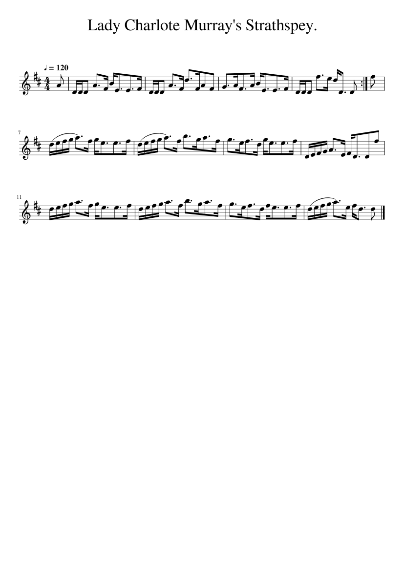 Lady Charlote Murray's Strathspey. - piano sheet music page 1