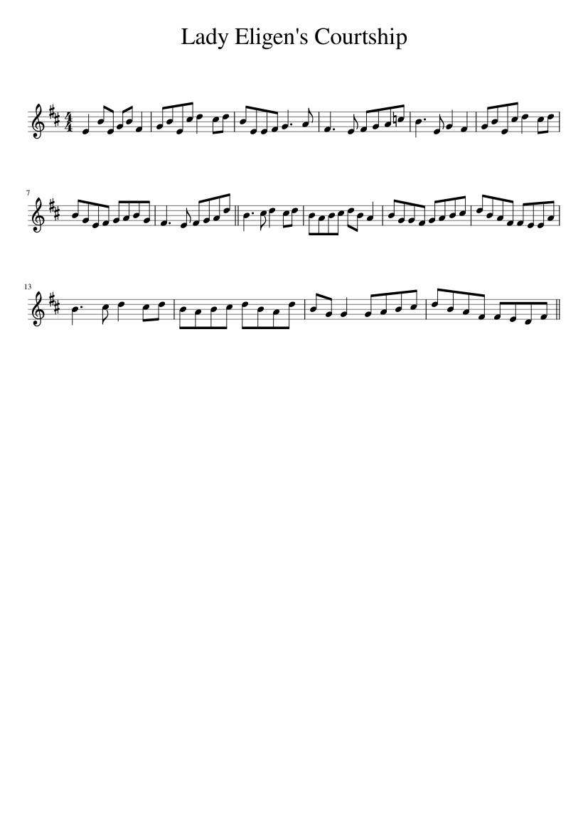 Lady Eligen's Courtship - piano sheet music page 1