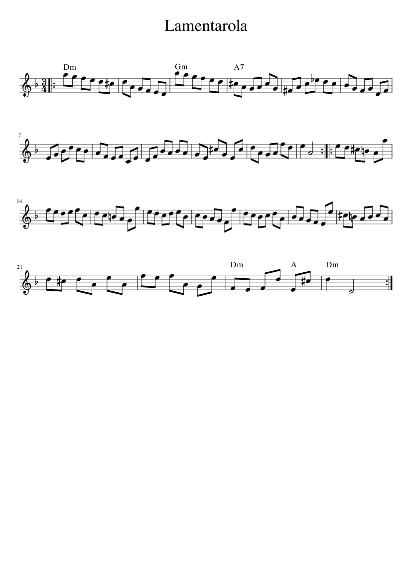 Lamentarola - piano sheet music page 1