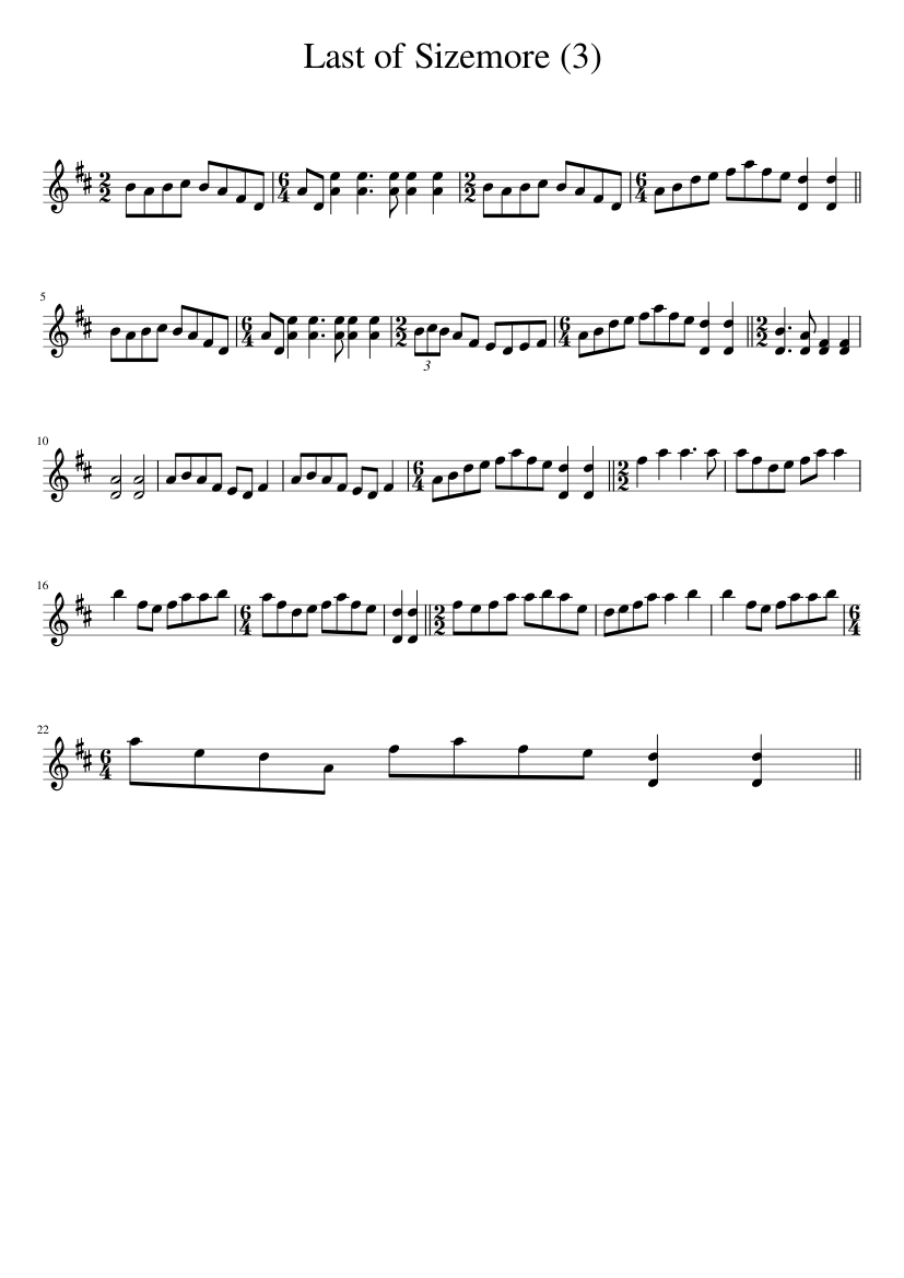 Last of Sizemore (3) - piano sheet music page 1