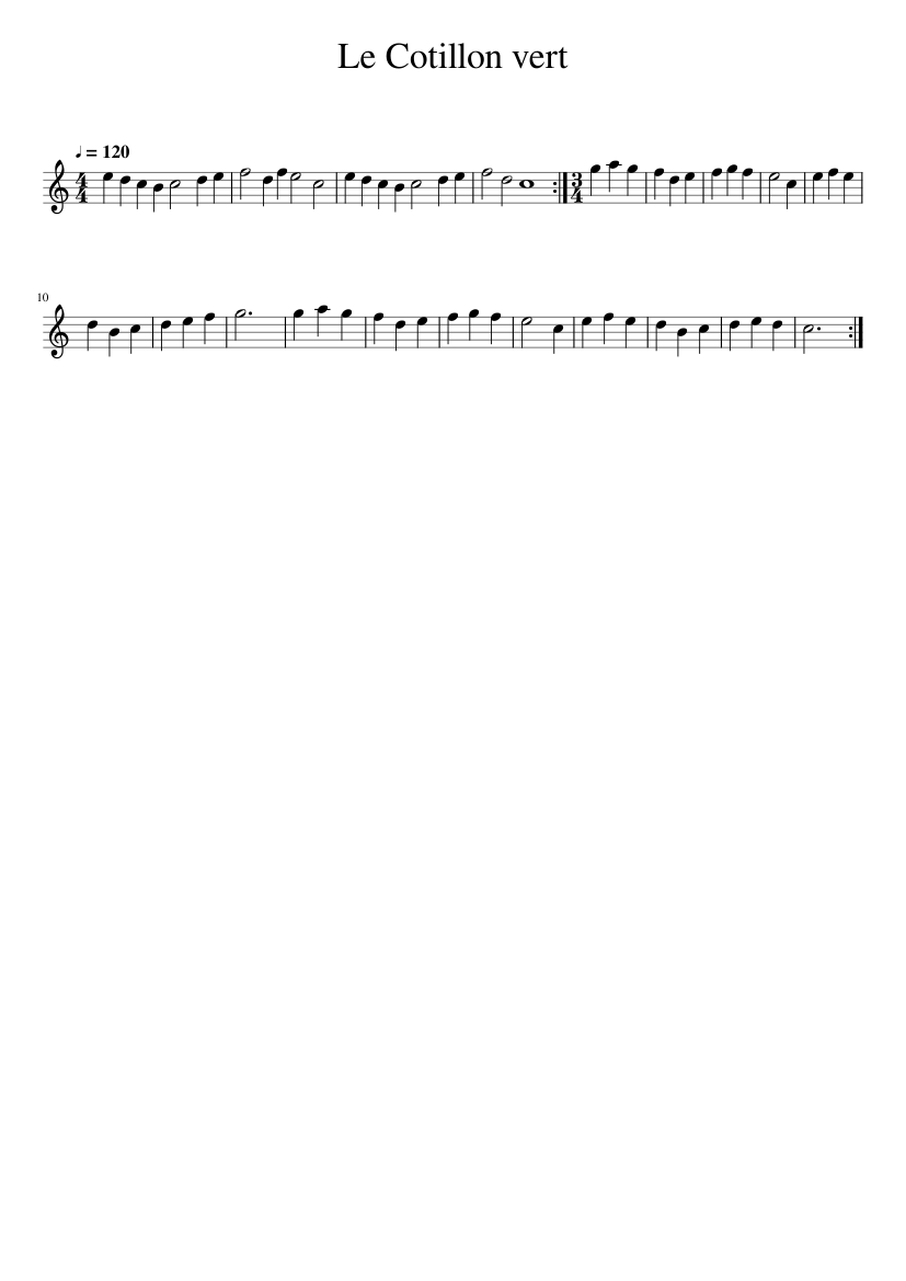 Le Cotillon vert - piano sheet music page 1