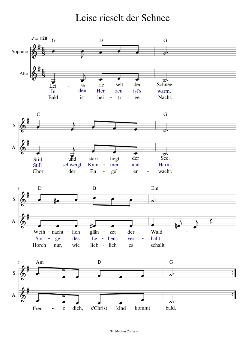 Leise rieselt der Schnee - piano sheet music page 1